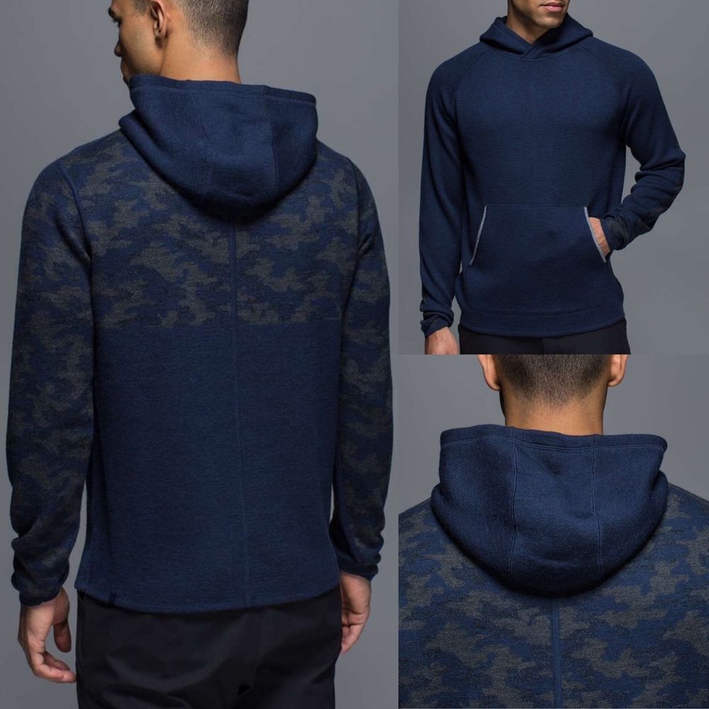 Lululemon Merino Wool Transit Hoodie in Heathered Deep Navy Size Size Large